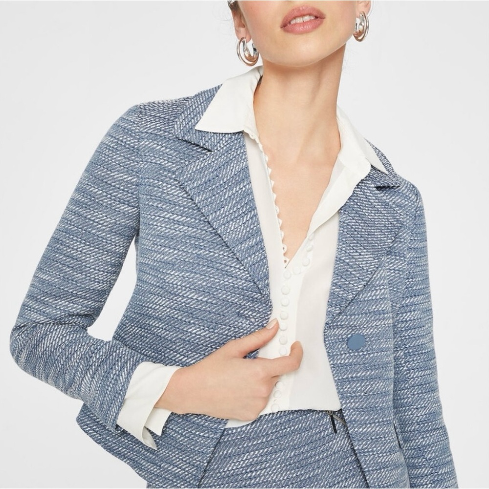 Club Monaco Women's Blue Tweed Blazer